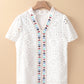 Geometric Embroidery Hollow Out Blouse
