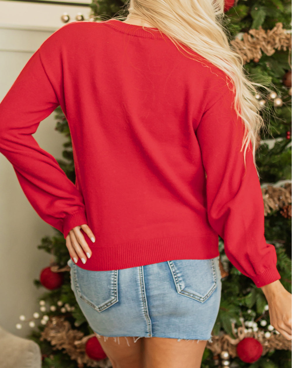 Pearl Beaded Merry Casual Sweater