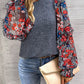 Ruffle Tiered Floral Sleeve Crew Neck Blouse
