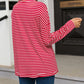 Striped Drop Shoulder Exposed Seam Long Sleeve Top