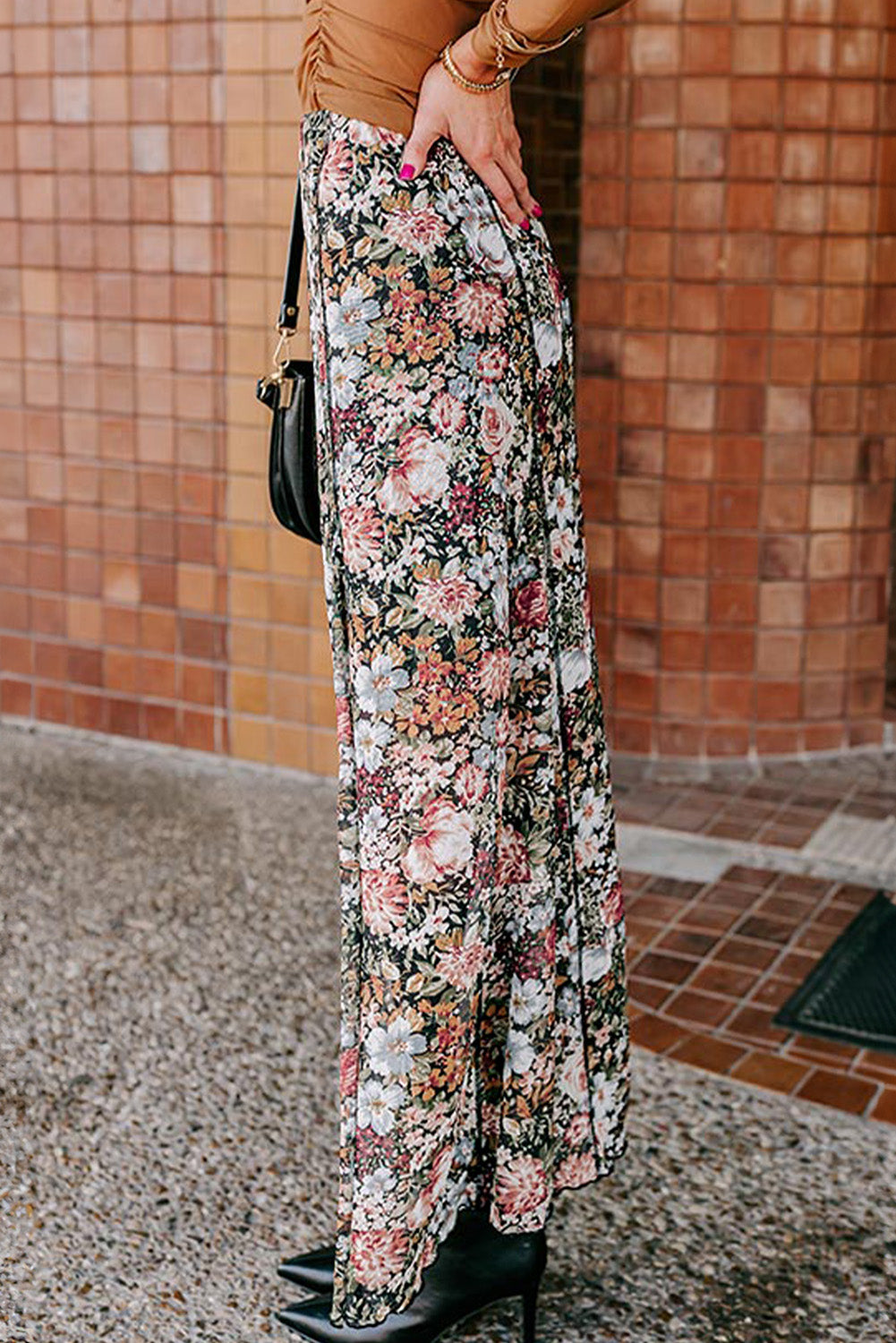 Floral Print High Waist Maxi Skirt