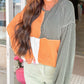 Mixed Texture Color Block Long Sleeve Top
