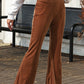 Solid Color High Waist Flare Corduroy Pants