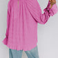 Striking Pleated Flared Cuff Long Sleeve Blouse