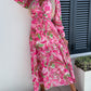 Rose Surplice V Neck Floral Maxi Dress