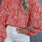 Floral Print Frill Trim Off-shoulder Lantern Sleeve Blouse