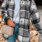 Hooded Plaid Button Front Shacket