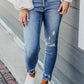 Distressed Frayed Ankle Skinny Jeans
