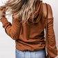 Exposed Seam Cold Shoulder Drawstring Hoodie