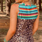 Serape Leopard Patchwork Pocket V Neck Tank Top