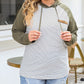 Striped Raglan Sleeve Buttoned Pocket Plus Size Hoodie