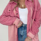 Colorblock Buttoned Flap Pocket Sherpa Shacket