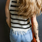 Stripe Loose Knit Fringe Tank Top