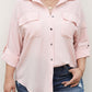 Flap Pocket Tab Sleeve Button-Down Plus Size Shirt