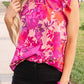 Floral Flutter Sleeves Frilled Neck Blouse