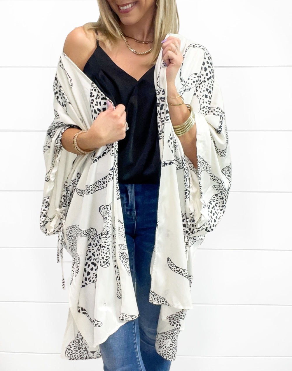 Cheetah Print Loose Fit Open Front Kimono