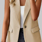 Single Button Pocketed Lapel Vest Blazer