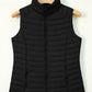 Black Plush Collared Quilted Zipped Puffer Vest