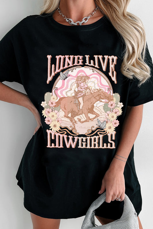 LONG LIVE COWGIRLS Graphic Crewneck T Shirt