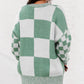 Checkered Print Drop Shoulder Sweater