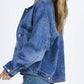 Chest Pockets Drop Shoulder Loose Denim Jacket