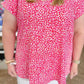 Spot Print Short Sleeve V-Neck Plus Size Blouse