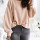 Ribbed Trim Balloon Sleeve Sweater