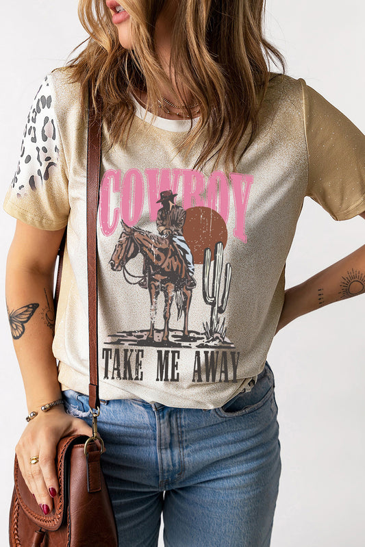Western Cowboy TAKE ME AWYA Bleached Graphic T Shirt