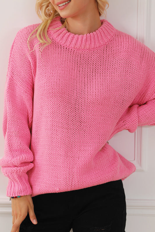 Chunky Knit Turtle Neck Drop Shoulder Sweater