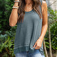 Scoop Neck Waffle Knit Flowy Vest