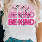 BE KIND Letters Print Short Sleeve T Shirt