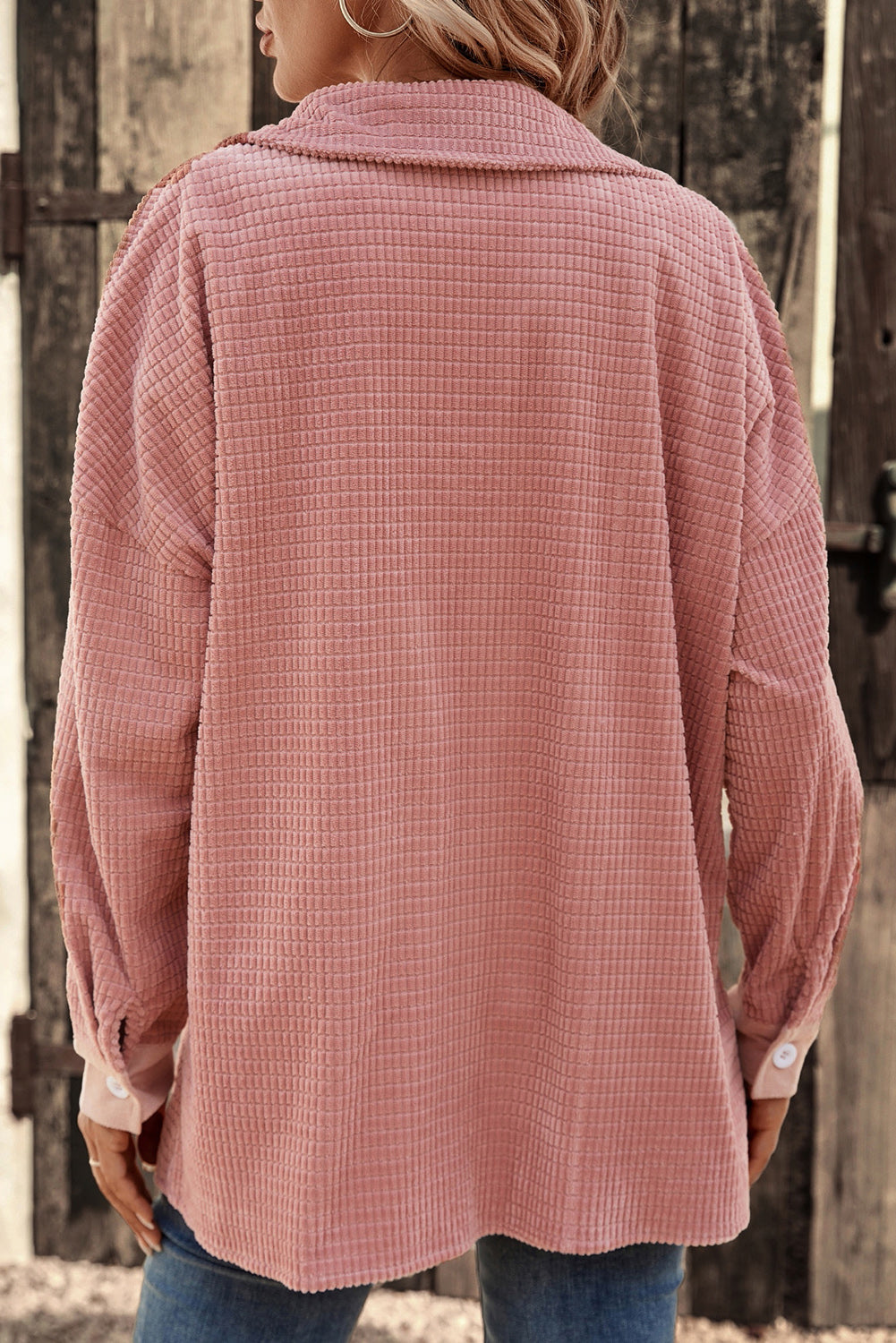 Drop Shoulder Textured Shacket