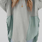 Crinkle Splicing Raw Hem High Low Oversized Blouse