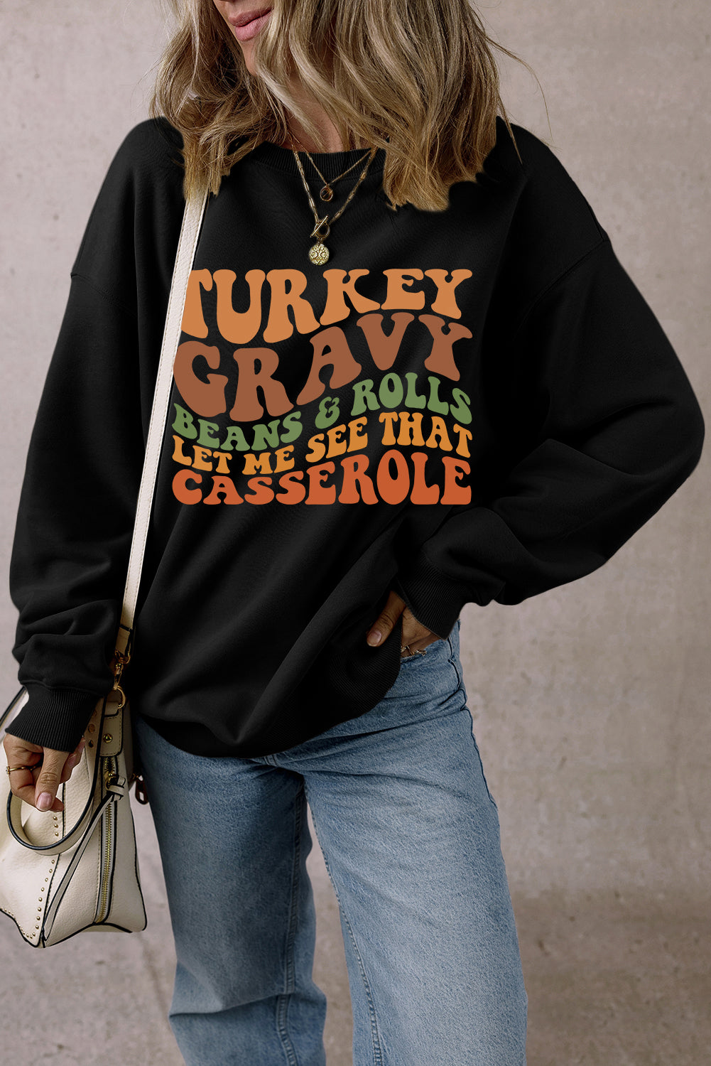 Thanksgiving Slogan Print Drop Shoulder Sweatshirt