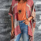 Leopard Color Block Open Front Kimono