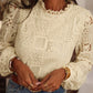 Frilled Collar Paisley Mixed Lace Blouse