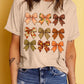 Halloween Fall Bowknot Graphic Short Sleeve Top