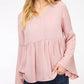 V-Neck Bell Sleeve Back-Tie Ruffled Blouse