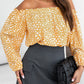 Floral Print Frill Trim Off-shoulder Lantern Sleeve Blouse
