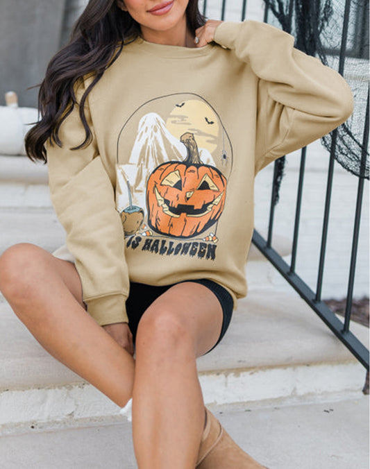 Spooky Pumpkin Graphic Crewneck Halloween Sweatshirt