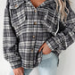 Plaid Print Flap Pockets Contrast Hooded Loose Shacket