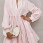 Frilled Stand Collar Long Sleeve Ruffle Dress