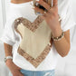 Valentine's Day Sequined Heart Crew Neck Short Sleeve Top