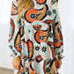 Printed Boho Paisley Floral Print Puff Sleeve Mini Dress