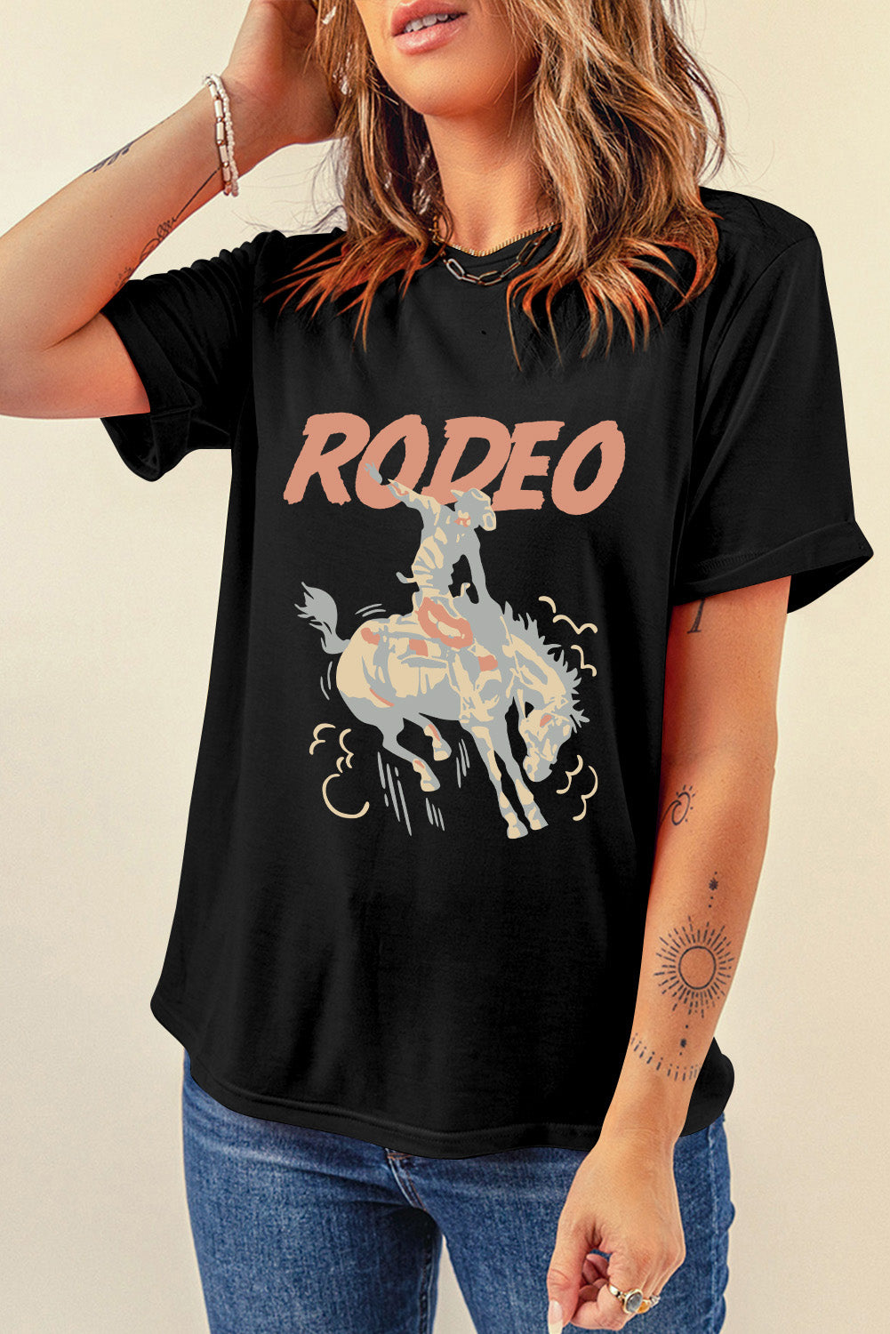 RODEO Cowboy Graphic Crewneck T Shirt