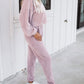 Powder Ribbed Two Piece Pullover and Joggers Lounge Set