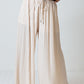 Apricot Drawstring Wide Leg Pleated Pants
