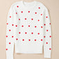 Heart Shape Drop Shoulder Round Neck Sweater