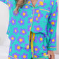Flower Print Long Sleeve Shirt Shorts Pajamas Set