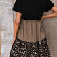 Leopard Print Colorblock Frill Trim T-shirt Dress